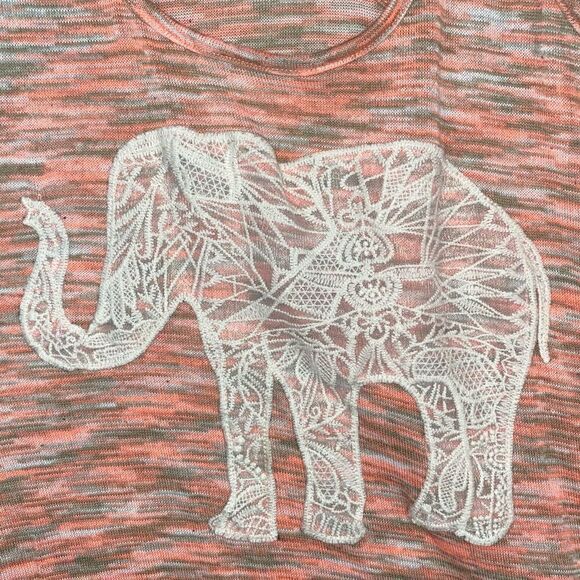 Womens Marled Scoop Neck Racerback Asymmetric Hem Elephant Tank Top Pink - Picture 3 of 7